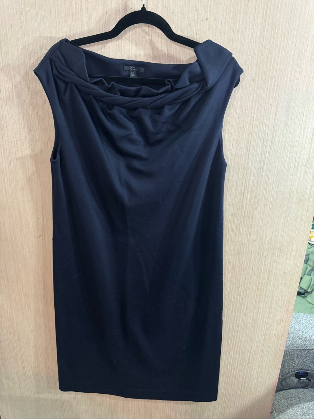 COS Dark Navy Sleeveless Cowl-Neck Midi Dress Size Small
